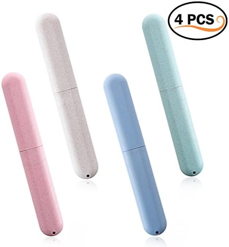 MERYSAN Portable Travel Toothbrush Case, Premium Wheat Straw Toothbrush Holder Storage Box Container - Lightweight (Set of 4)