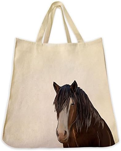 Dog Cat and Pet Tote Bags Extra Large Reusable Canvas Over the Shoulder Handbags (Clydesdale Horse with Long Hair)