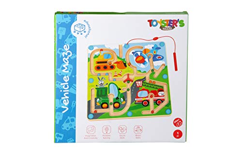 Toysters Wooden Magnetic Bead Vehicle Maze Puzzle for Toddlers | Kids Montessori Toys | Magnetic Marbles Games with Attached Wand | Fun Puzzles to Help Improve Fine Motor Skills - Thumbnail 2