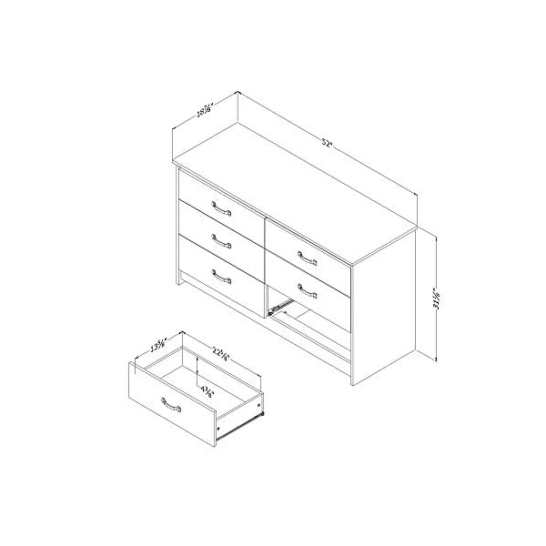 South Shore Tassio 6Drawer Double Dresser Weathered Oak