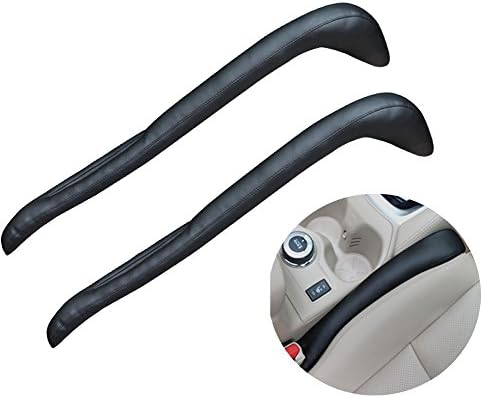 Falling Stop-Universal Leather Car Seat Gap Filler Catcher,Gap Filler Soft Pad Suitable For Most Vehicles And Solve Common Problems Of Car Owners(2 pcs) (Black)