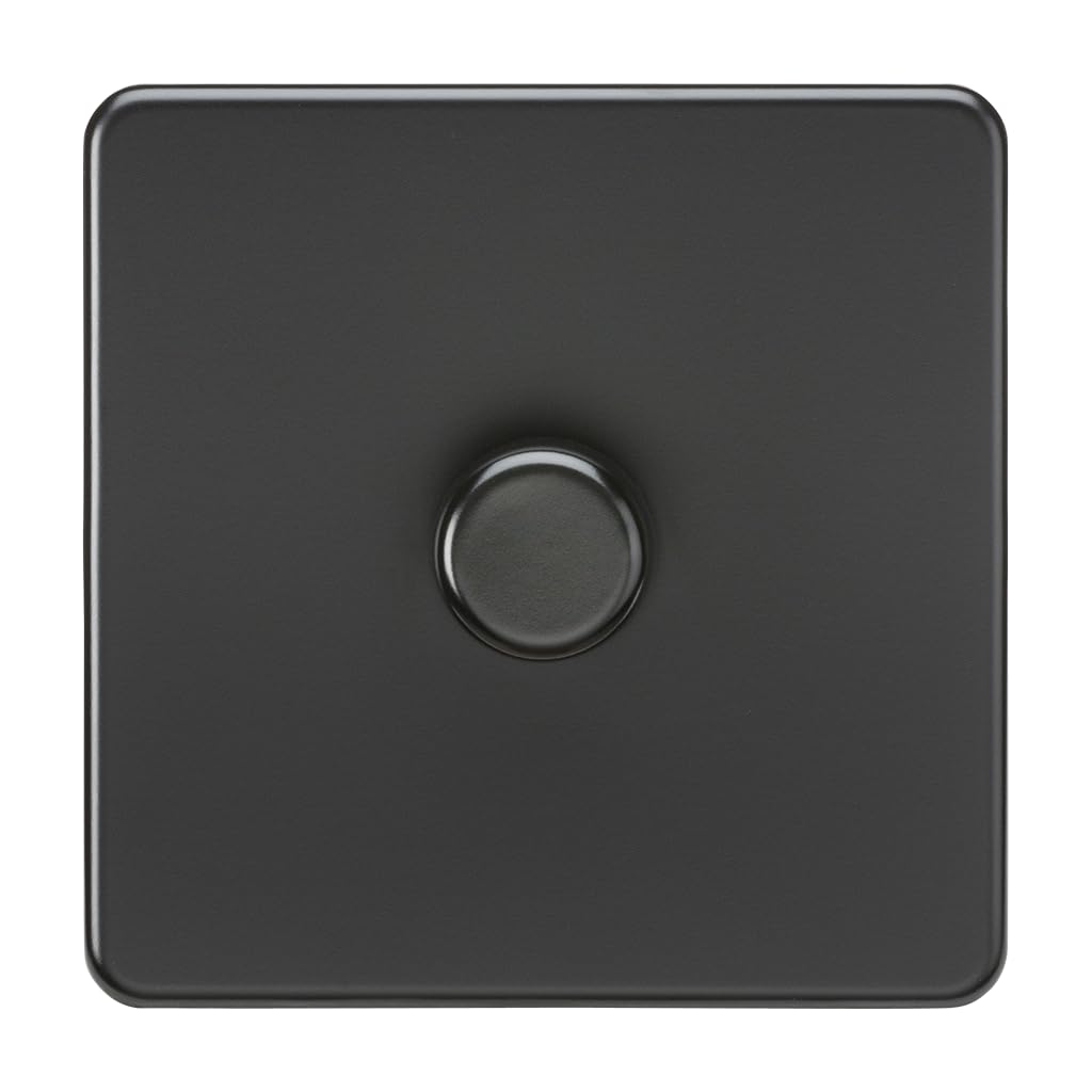 Knightsbridge SF2181MBB Screwless 1G 2-Way 10-200W (5-150W LED) Trailing Edge dimmer, 230 V, Matt Black