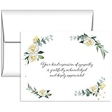 15 Soft Flower Sympathy Acknowledgement Cards, Includes Envelopes
