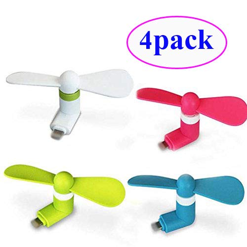 ZLMC Portable Mini Fan Compatible for iPhone Xs X 8 8plus 7plus 6 6S 7 IPad Smartphone Phone Accessories (White,Blue,Green,Rose Red) [4-Pack] - Thumbnail 7