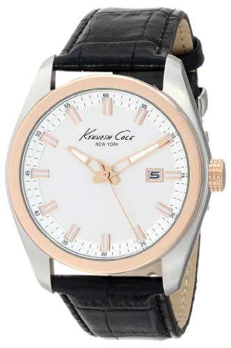 Kenneth Cole New York Men's KC8037 Classic Round Silver Dial Rose Gold Bezel Detailed Strap Watch