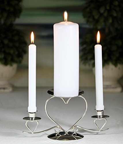 All Things Weddings Wedding Accessories, Unity Candle Stand, Triple Heart, Silver, 10.5-Inches x 5.5-Inches - Thumbnail 5