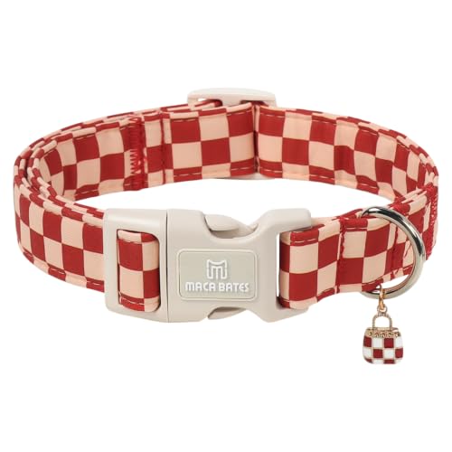 Maca Bates Red Checkered Dog Collar