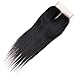 Lanyi 14 inch Brazilian Straight Lace Closure Middle Part Virgin Human Hair Natural Black 1b Handmade 130% Deisity Closure 4x4 Lace