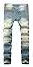 NITAGUT Men's Ripped Slim Straight fit Biker Jeans with Zipper Deco (38Wx32L, Vintage Denim)