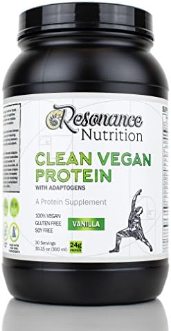 Resonance Nutrition | Clean Vegan Protein with Adaptogens, BCAAs, Superfoods - 40 oz (1197mL) - 30 Servings (Vanilla)