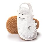 BENHERO Infant Baby Girls Flower Anti-Slip Rubber Sole Prewalker Toddler Sandals (13cm(12-18Months), A-White)