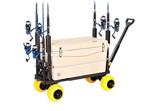 Mighty Max Plus One Beach Fishing Cart Wagon with 4 All Terrain Rolling Wheels