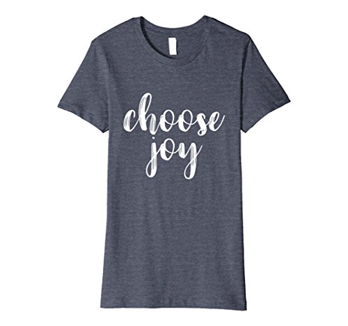 Womens Choose Joy – Motivational, Happiness and Gratitude Tee Shirt Large Heather Blue