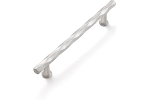 JIASENBAO Brushed Nickel Cabinet Pulls 5" Hole Center 10 Pack Hammered Silver Cabinet Handles Decorative Kitchen Drawer Dresser Cupboard Bathroom Vanity Cabinet Hardware Rhombus