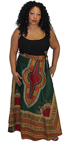 African Planet Women's Maxi Length Dashiki Wrap Around Skirt
