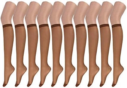 Endingshop 10 Pairs Sheer Knee High Stockings Compression Pantyhose for Women
