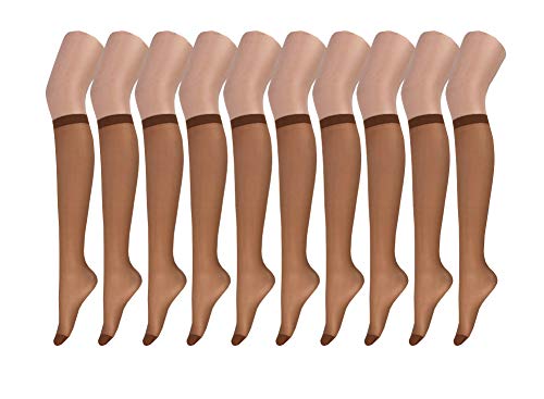 Endingshop 10 Pairs Sheer Knee High Stockings Compression Pantyhose for Women