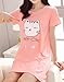 Vopmocld Big Girls' Cute Happy Cat Sleepwear Short Sleeve Summer Soft Nightgown, Pink, 14