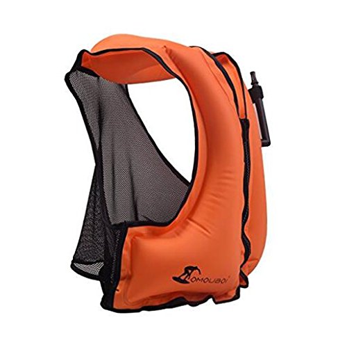 Kingswell Kids Inflatable Swim Vest Child Life Jacket Portable Buoyancy Safety Aid Vest For Swimming, Snorkeling, Diving-Orange