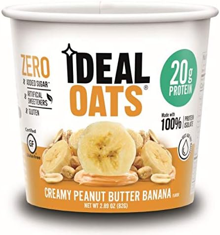 Ideal Oats 20g High-Protein Oatmeal, No Added Sugars, All Natural Peanut Butter Banana (Certified Gluten-Free) (6 pack)