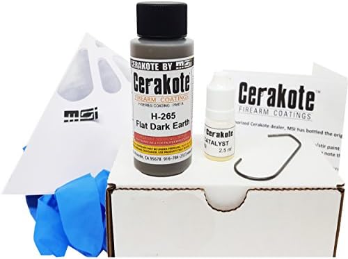 Flat Dark Earth H-265 Oven Cure, MSI Ceramic Firearm Paint Bundle, includes 7 items: 45ml Ceramic Paint, Catalyst, Strainer, Gloves, Hanging hook, instructions and link to MSI instructional video