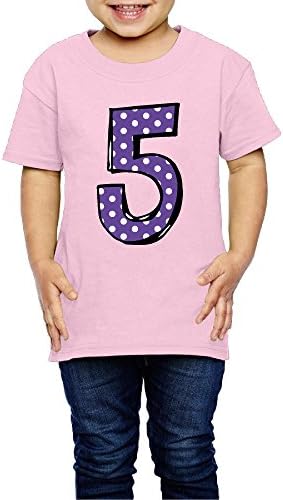 UUe Scrappy Bright Polka Numbers 05 Unisex Kids Cotton 2-6 Years Old Children T-shirt Pink 2 Toddler