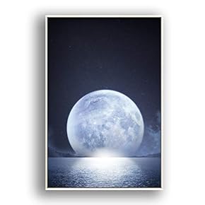 Framed Canvas Wall Art for Living Room, Bedroom Moon with Bright Canvas Prints for Modern Home Decoration Ready to Hang - 16"x24" inches