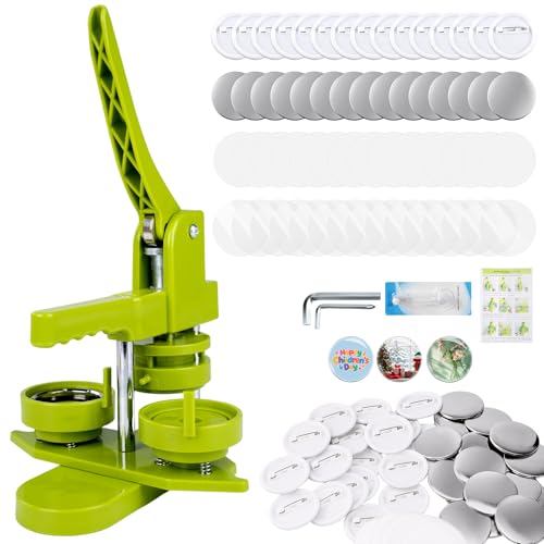 Máquina de Fazer Bottons 25 mm (0,98"/1 pol.), Kit para Produção de Bottons com 100 Conjuntos, Cortador Circular e Chave Hexagonal, para DIY, Artesanato, Atividades Escolares e Lazer em Família