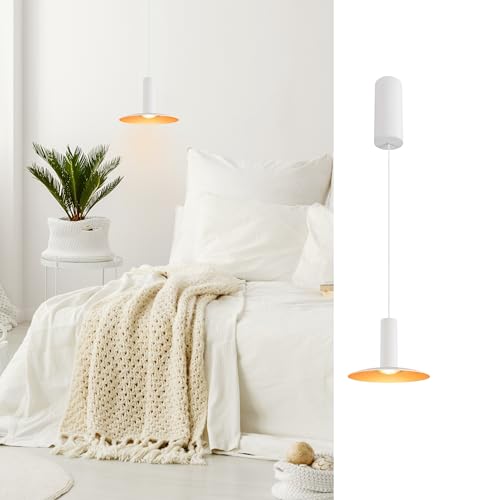 SLV LALU® Pendelleuchte ELYPSE 15 Aufbau Weiß | Hängelampe mit warmweißen LED dimmbar | Hochwertiger Aluminium Lampenschirm Durchmesser 15cm | Ideal für Esszimmer, Schlafzimmer, Wohnzimmer & Gewerbe