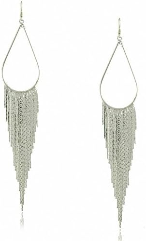 megko Fashion Vintage Teardrop Long Dangle Chain Tassel Earrings for Women (silver plated)