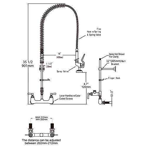 image for MSTJRY Commercial Sink Faucet with Pre-Rinse Sprayer Brass Constructed