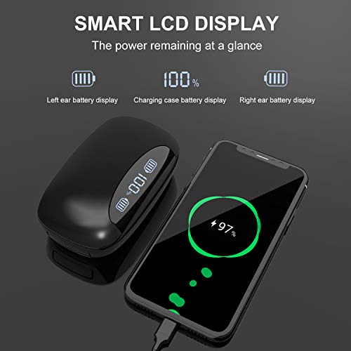 Wireless Bluetooth Earbuds, V5.0 HD HiFi Stereo Bluetooth Earpiece 200H Playtime Waterproof Noise Cancelling In-Ear Headphones with Charging Case, USB-C Quick Charge for iPhone Android Sports Business