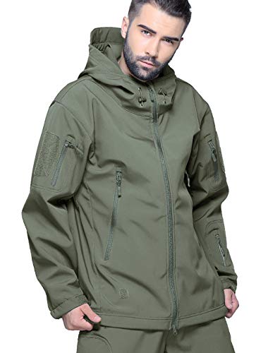 KEFITEVD Tactical Softshell Jacke Herren Fleece Gefüttert Wasserabweisend Atmungsaktiv Outdoorjacke mit Kapuze Angeln… – Bild 4