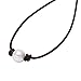 MAIMANI Handmade Single Freshwater Cultured Pearl Choker Necklace Bead on Black Genuine Leather 14-18