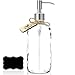 Dish Soap Dispenser for Kitchen Countertop - Liquid Hand Soap Dispenser for Bathroom - Perfect for Lotion, Oils, Mouthwash - Waterproof Chalk Labels (Brushed Nickel Pump, Clear Thick Glass, 16 oz)