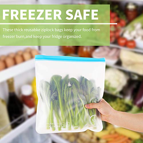 Reusable Gallon Freezer Bags, 4 Packs 1 Gallon Storage Bags, BPA FREE