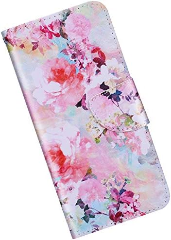 Qjuegad Compatible with iPhone 11 Pro Max Phone Case Anti Shock Flip Cover Phone Wallet Cover Case with Stand/Card Holder, Silicone Inner Back Cover, Watercolor Flower