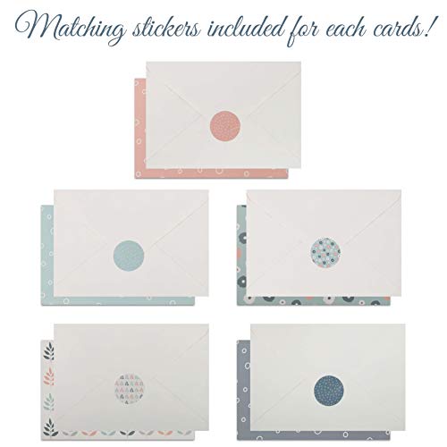 40 Blank Note Cards with Envelopes & Stickers 4” x 6” Bulk Boxed Set
