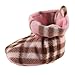 Luvable Friends Plaid Fleece Girls Cushioned Booties, Light Pink Plaid, 12-18 Months