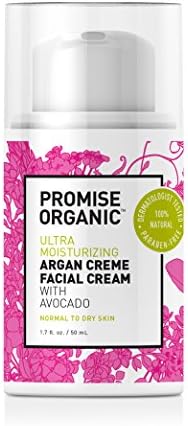 Promise Organic Ultra Moisturizing Argan Creme Face Cream With Avocado, 1.7 OZ Normal to Dry Skin