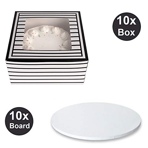 Cake Box Suppliers. Cake Boxes 10 x 10 x 5" With Clear Window and White