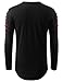 URBANCREWS Mens Hipster Hip Hop Basic Ripped Long Sleeve T-shirt BLACKRED, XL