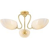 Mitzi H1064603-AGB REVA - 3 Light Semi Flush - 11.75 Inches Tall and 27.5 Inches Wide - Aged Brass