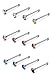 Besteel 60pcs Stainless Steel 1.8mm Crystals Piercing Jewelry Nose Studs Rings Pins Mix Color Box Set