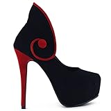 Show Story Two Tone Button Curve Hidden Platform Stiletto High Heel Pump,LF80809