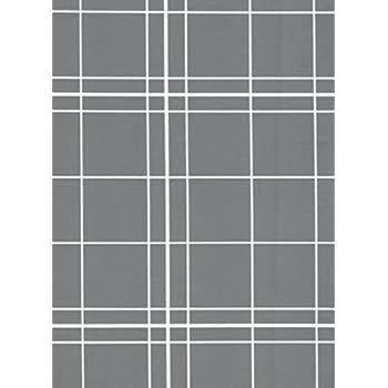 Broder Manufacturing Inc White Lines Flannelback Vinyl Tablecloth in Gray, 70-Inch Round