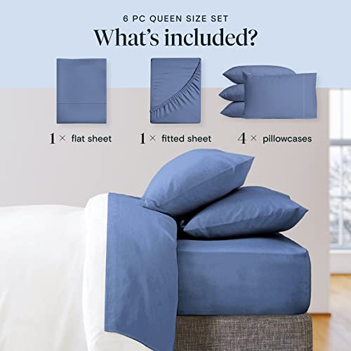 6 PC Sheet Set Sheets Deep Pockets 18" Eco Friendly Wrinkle