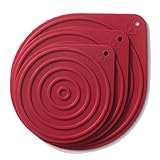 Heavy Duty Silicone Hot Pad Trivets, Circle, Mixed Size 3 Piece Set, Dark Red