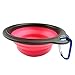 Arlei Pet Silicone Foldable Bowl - Retractable Travel Portable Water Bottle/Dish with a Metal Carabiner, Also Can Used as Flying Disc Toy for Dogs & Cats, Pink Brand change to:BOGZON