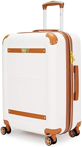 Vintage Expandable Hard Spinner Suitcase (29", Bianco White)